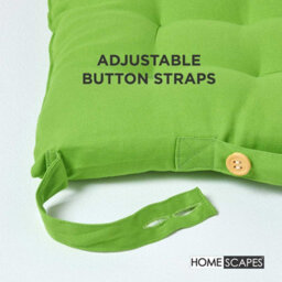 Homescapes Lime Green Seat Pads Or Cotton Chair Cushions 40X40 Cm, Set Of 6 Plain Chair Pads For Dining, Kitchen Or Outdoor - thumbnail 5