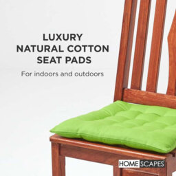 Homescapes Lime Green Seat Pads Or Cotton Chair Cushions 40X40 Cm, Set Of 6 Plain Chair Pads For Dining, Kitchen Or Outdoor - thumbnail 2