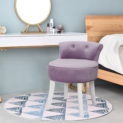 Living And Home Purple Velvet Dressing Table Stool Vanity Padded Makeup Chair - image 1