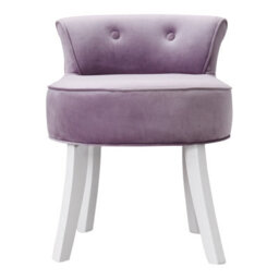 Living And Home Purple Velvet Dressing Table Stool Vanity Padded Makeup Chair - thumbnail 2