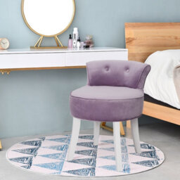 Living And Home Purple Velvet Dressing Table Stool Vanity Padded Makeup Chair