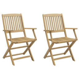 Berkfield Folding Garden Chairs 2 Pcs 58X54.5X90 Cm Solid Wood Acacia - thumbnail 2