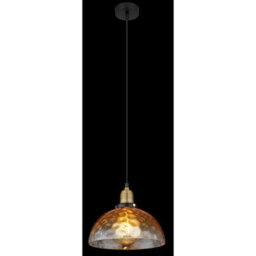 Luminosa Lighting Luminosa Salvy Dome Pendant Ceiling Light Matt Black Amber Glass Shade 1X E27 - thumbnail 4