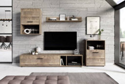 Arte Sophisticated Oak Grange Sand Halo Entertainment Unit W220Cm H140Cm D36Cm - Contemporary Design With Ample Storage - thumbnail 2