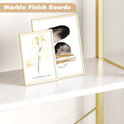 Arched 5-Tier Bookcase Bookshelf With Metal Frame For Home Office, White - thumbnail 5