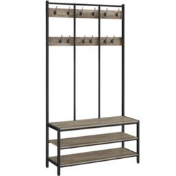 Yaheetech Grey Industrial Hall Tree With With Bench & Shoe Storage - thumbnail 2