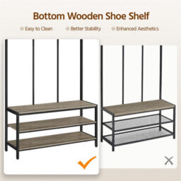 Yaheetech Grey Industrial Hall Tree With With Bench & Shoe Storage - thumbnail 7