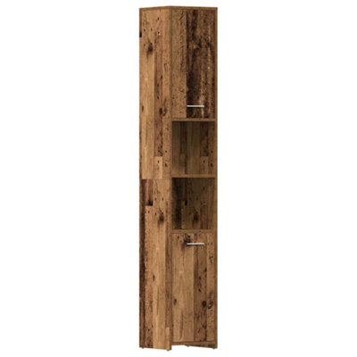 Berkfield Durable Bathroom Cabinet Old Wood 30X30X183.5 Cm Engineered Wood