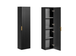 Impact Furniture Bathroom Vanity Unit 600mm Drawer And Tall Cabinet Tallboy Furniture Set Black Modern Wall Hung Ribbed Fluted Adel - thumbnail 6