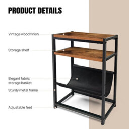 43X18X 55Cm New 3-Tier Narrow Side Table For Living Room Sofa End Tables With Storage Shelf - thumbnail 2