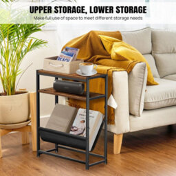 43X18X 55Cm New 3-Tier Narrow Side Table For Living Room Sofa End Tables With Storage Shelf - thumbnail 4