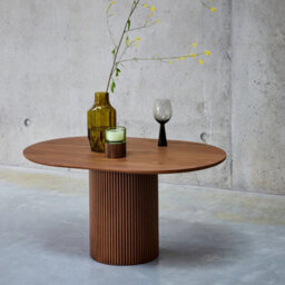 Sweeek - Oblong Coffee Table With Carved Wood Effect Faro Walnut 90X60X45 Cm - thumbnail 4