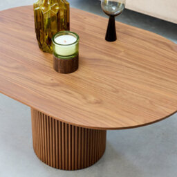 Sweeek - Oblong Coffee Table With Carved Wood Effect Faro Walnut 90X60X45 Cm - thumbnail 5