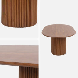 Sweeek - Oblong Coffee Table With Carved Wood Effect Faro Walnut 90X60X45 Cm - thumbnail 2