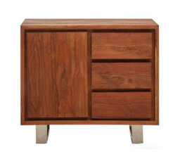 Orsina Acacia One Door Sideboard, Natural Solid Acacia Wood Cabinet With Single Door And Three Drawers - thumbnail 1