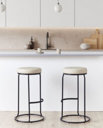 Beliani Set Of 2 Bar Stools Milroy Faux Leather Light Beige - thumbnail 2