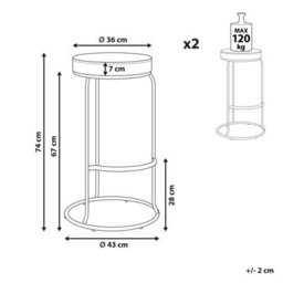 Beliani Set Of 2 Bar Stools Milroy Faux Leather Light Beige - thumbnail 3