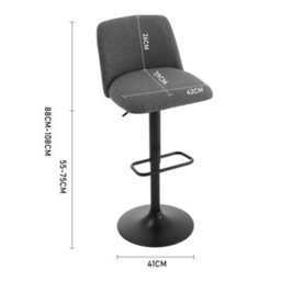Living And Home Bar Stool Set Of 2 Grey Linen Upholstered Swivel Counter Bar Stools With Mid Backrest - thumbnail 4