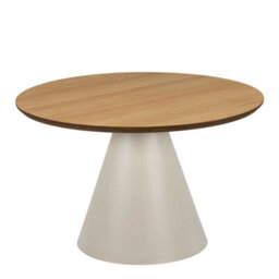 Wyld Haus Hamburg Round Oak Veneer Coffee Table With Steel Pillar Base - thumbnail 3