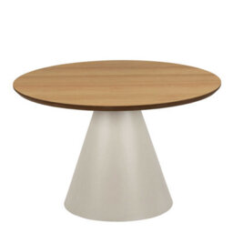 Wyld Haus Hamburg Round Oak Veneer Coffee Table With Steel Pillar Base - thumbnail 4