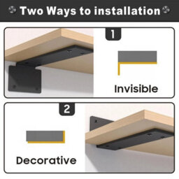 8 Inch-2Pcs Heavy Duty Black Cast Iron Shelf Brackets, Floating Shelf Supports - thumbnail 3