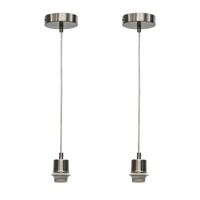 First Choice Lighting Set Of 2 Carss - Satin Nickel Ceiling Pendant Kits For Easy Fit Shades - image 1