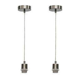 First Choice Lighting Set Of 2 Carss - Satin Nickel Ceiling Pendant Kits For Easy Fit Shades - thumbnail 1