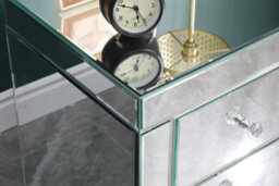 Furniturehmd 2 Drawer Mirrored Bedside Table Crystal Units Nightstand Storage Cabinet For Bedroom,living Room - thumbnail 5