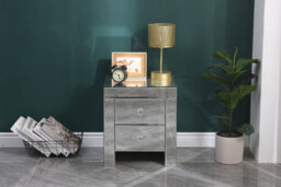 Furniturehmd 2 Drawer Mirrored Bedside Table Crystal Units Nightstand Storage Cabinet For Bedroom,living Room - thumbnail 1