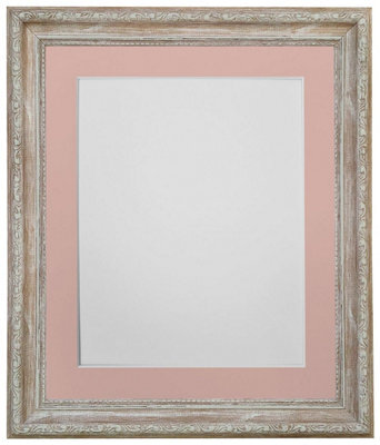 Frames By Post Shabby Chic Distressed Wood With Pink Mount For Image Size 30 X 40 Cm - image 1