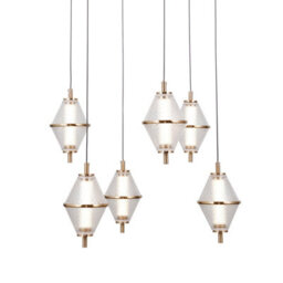 Luminosa Lighting Luminosa Fuente Cluster Pendant Ceiling Light Gold 3000K Warm White 6Xled - thumbnail 3