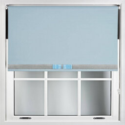 Duck Egg Blue Blackout Roller Blind With Silver Diamante & Duck Egg Bow Free Cut Down Service By Furnished - (W)210Cm X (L)210Cm - thumbnail 1