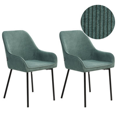Beliani Set Of 2 Dining Chairs Loverna Corduroy Green - image 1