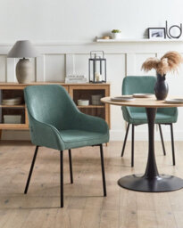 Beliani Set Of 2 Dining Chairs Loverna Corduroy Green - thumbnail 2