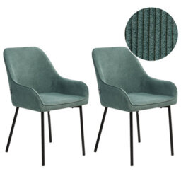 Beliani Set Of 2 Dining Chairs Loverna Corduroy Green - thumbnail 1