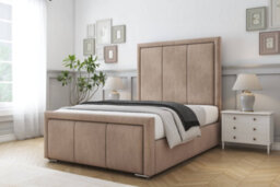 "Sloomy Lancaster Mink Naples Bed Frame With Mattress With 50"" Upholstered Headboard 5' King" - thumbnail 2