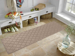 Ivy Washable Trellis Design Anti Slip Doormats Beige 60X220 Cm - thumbnail 1