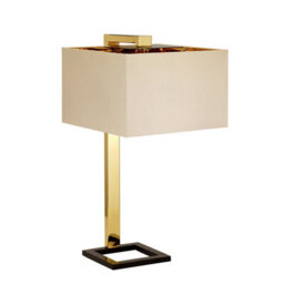 Elegant Beige Shade Table Lamp With Dark Brown And Polished Gold Finish - thumbnail 2