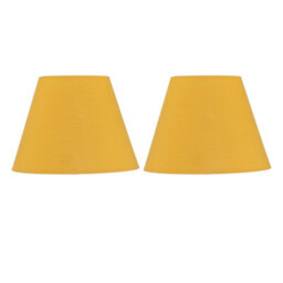 First Choice Lighting Set Of 2 Ochre Cotton 20Cm Diameter Tapered Lamp Shades
