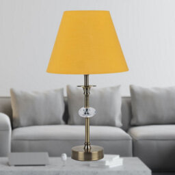 First Choice Lighting Set Of 2 Ochre Cotton 20Cm Diameter Tapered Lamp Shades - thumbnail 6