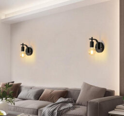 2 Pack Wall Lights Indoor Black Wall Lamps E27 Metal Wall Sconces - thumbnail 6