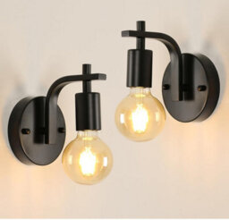 2 Pack Wall Lights Indoor Black Wall Lamps E27 Metal Wall Sconces - thumbnail 1