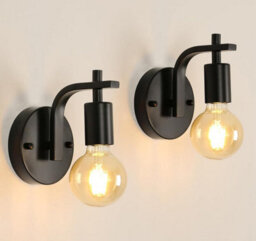 2 Pack Wall Lights Indoor Black Wall Lamps E27 Metal Wall Sconces - thumbnail 2