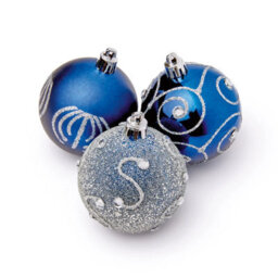 9 Piece Midnight Blue Christmas Tree Baubles Mixed Finish Decorations - thumbnail 4