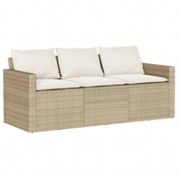Berkfield 2 Piece Garden Dining Set With Cushions Beige Poly Rattan - thumbnail 4