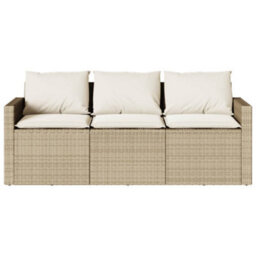 Berkfield 2 Piece Garden Dining Set With Cushions Beige Poly Rattan - thumbnail 6