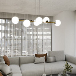 Emibig Lighting Emibig Gravity Pendant Lamp 6 X E14  Black, Gold With White Shade - thumbnail 6