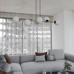 Emibig Lighting Emibig Gravity Pendant Lamp 6 X E14  Black, Gold With White Shade - thumbnail 5