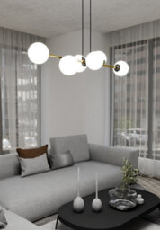 Emibig Lighting Emibig Gravity Pendant Lamp 6 X E14  Black, Gold With White Shade - thumbnail 7