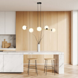 Emibig Lighting Emibig Gravity Pendant Lamp 6 X E14  Black, Gold With White Shade - thumbnail 3